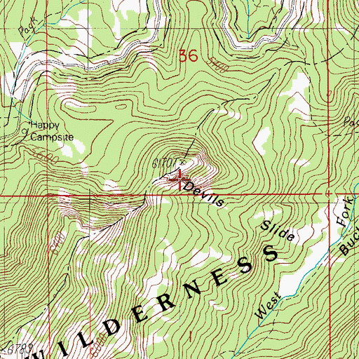 Topographic Map of Devils Slide, OR