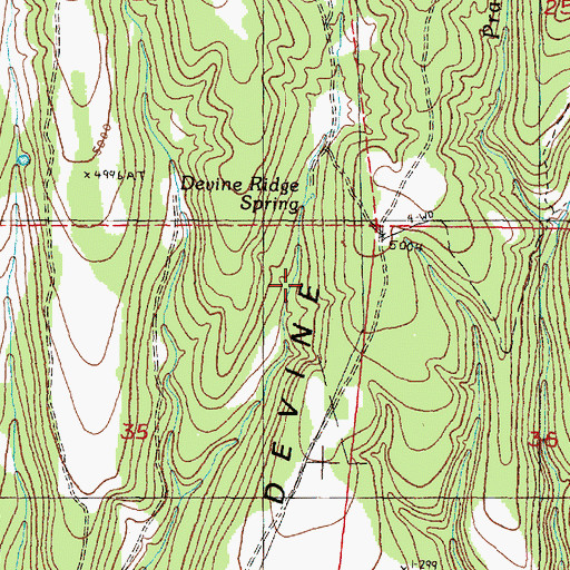 Topographic Map of Devine Ridge Spring, OR