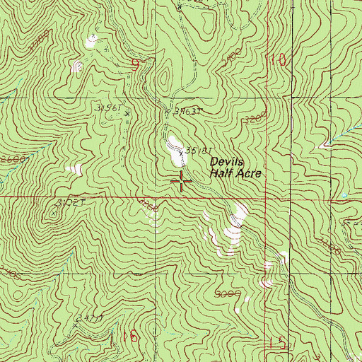 Topographic Map of Devils Half Acre, OR