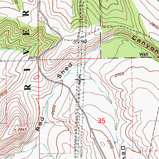 Topographic Map of Dewies Canyon, OR