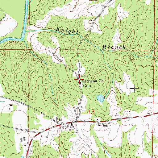 Topographic Map of Bethena Church Cemetery, AL
