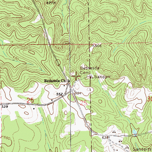 Topographic Map of Bethesda Cemetery, AL