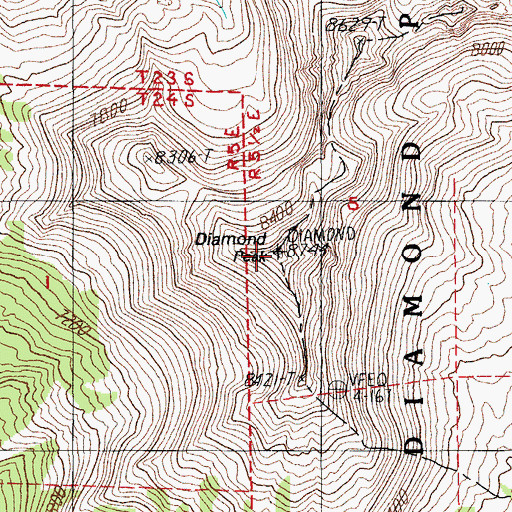 Topographic Map of Diamond Peak, OR