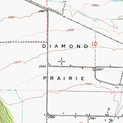 Topographic Map of Diamond Prairie, OR