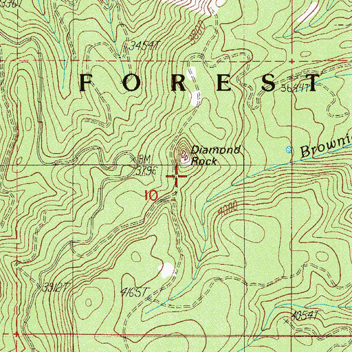 Topographic Map of Diamond Rock Lookout, OR