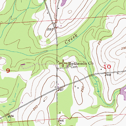 Topographic Map of Bethesda Church, AL