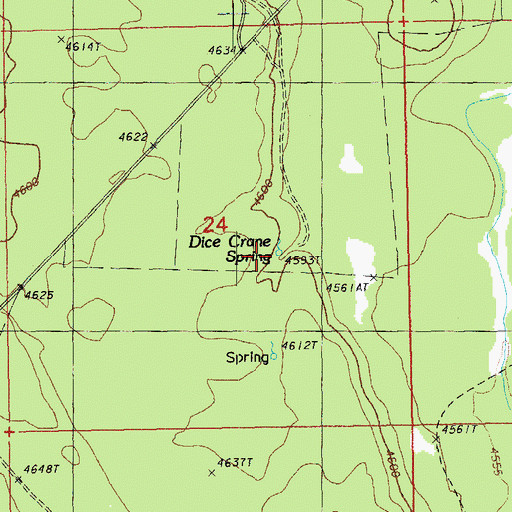 Topographic Map of Dice Crane Spring, OR