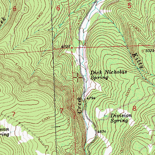 Topographic Map of Dick Nickolas Spring, OR