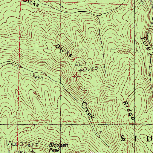 Topographic Map of Dicks Ridge, OR
