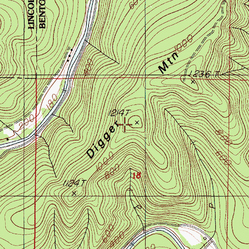Topographic Map of Digger Mountain, OR