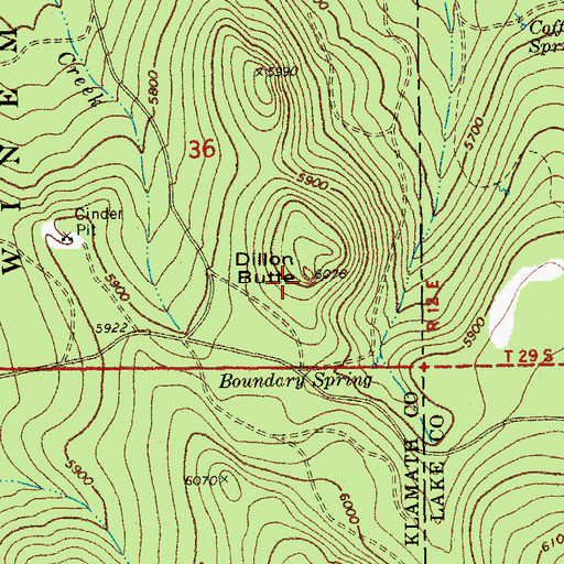 Topographic Map of Dillon Butte, OR