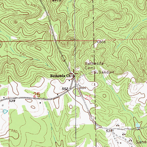 Topographic Map of Bethesda Church, AL