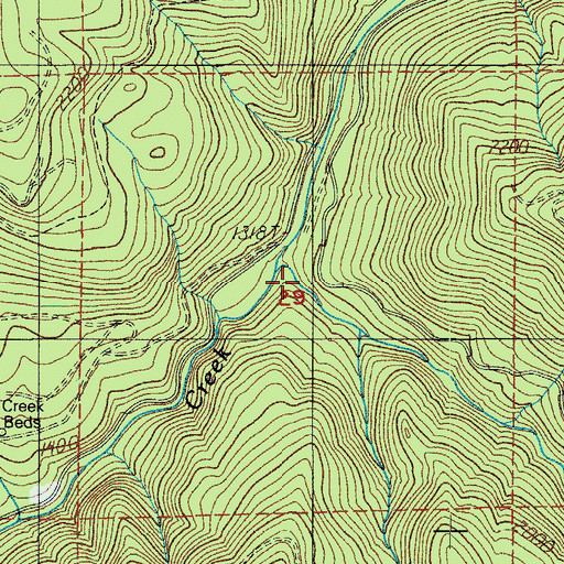 Topographic Map of Dinner Creek, OR