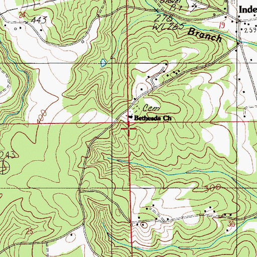 Topographic Map of Bethesda Church, AL