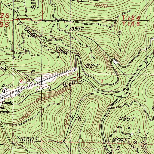 Topographic Map of Dinner Creek, OR