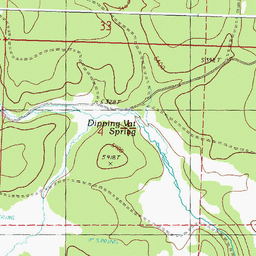 Topographic Map of Dipping Vat Spring, OR