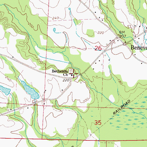 Topographic Map of Bethesda Presbyterian Church, AL
