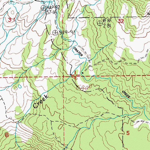 Topographic Map of Ditch Cabin, OR
