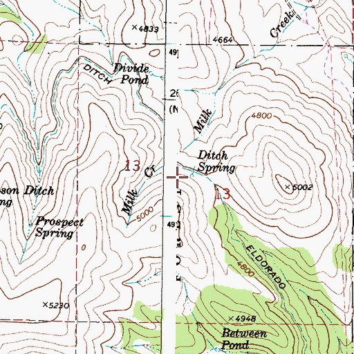 Topographic Map of Ditch Spring, OR