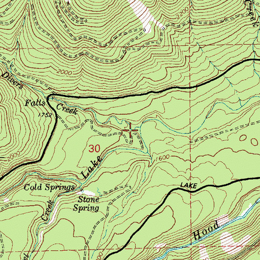 Topographic Map of Divers Creek, OR