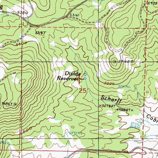 Topographic Map of Divide Reservoir, OR