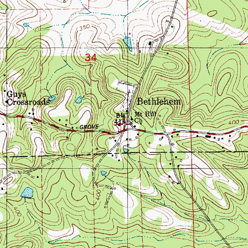 Topographic Map of Bethlehem, AL
