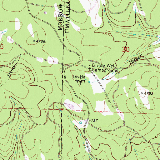Topographic Map of Divide Well, OR