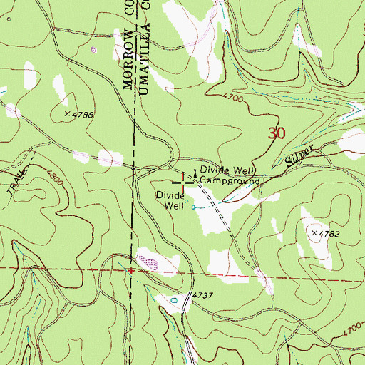 Topographic Map of Divide Well Recreation Site, OR