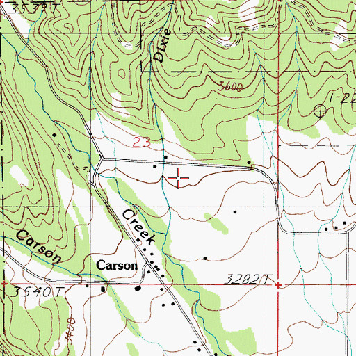Topographic Map of Dixie Creek, OR