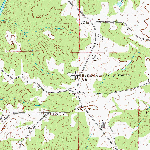 Topographic Map of Bethlehem Camp Ground Church, AL