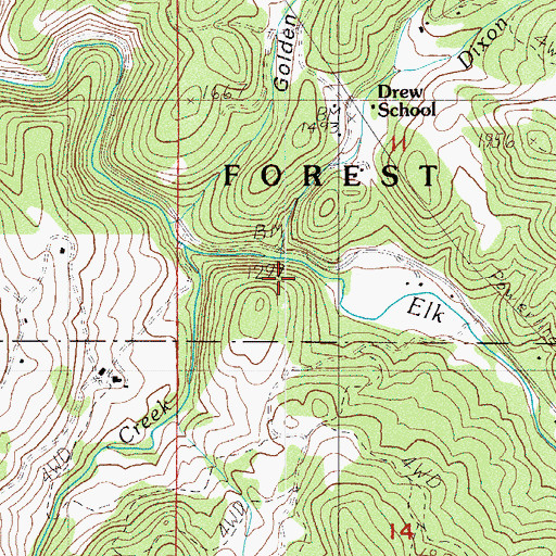 Topographic Map of Dixon Creek, OR