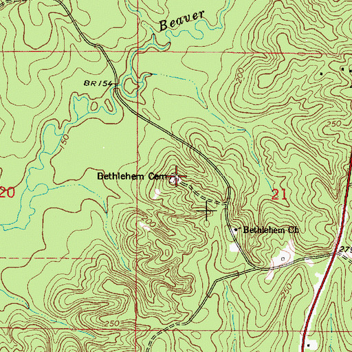 Topographic Map of Bethlehem Cemetery, AL