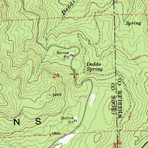 Topographic Map of Dodds Spring, OR