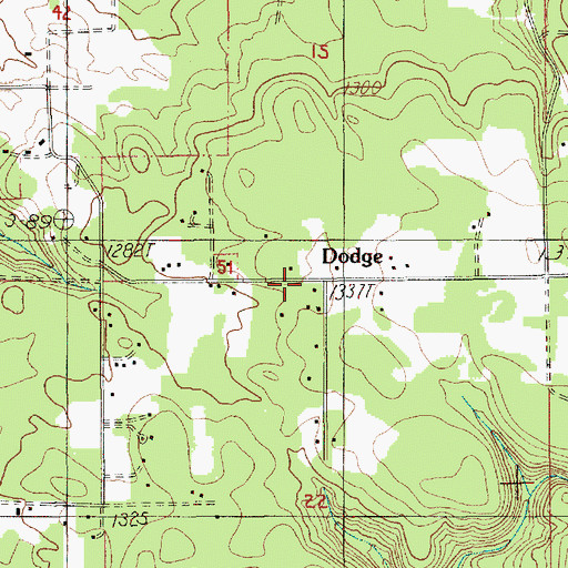 Topographic Map of Dodge, OR
