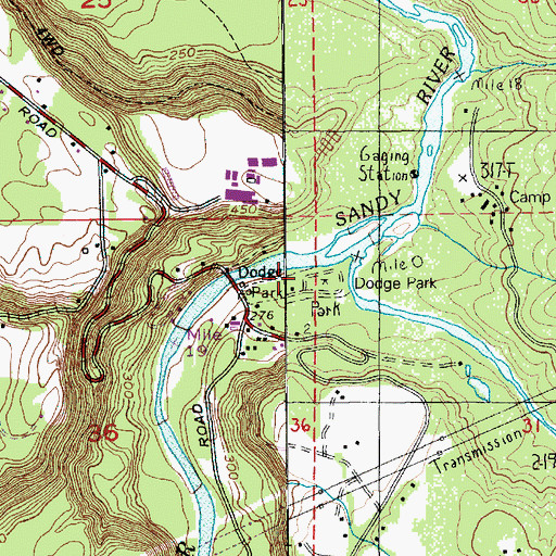 Topographic Map of Dodge Park, OR
