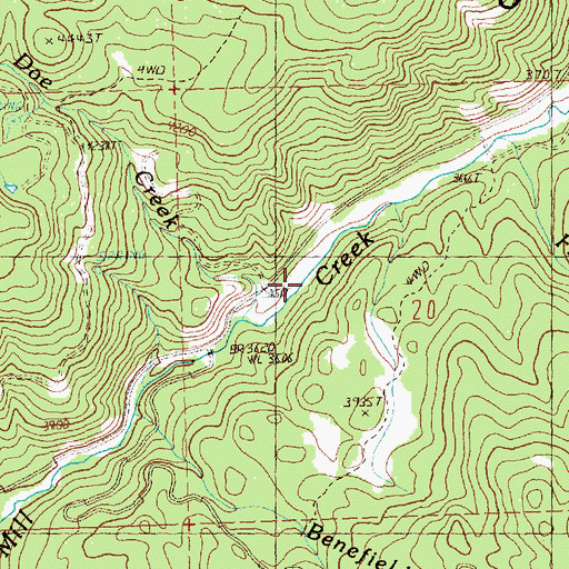 Topographic Map of Doe Creek, OR