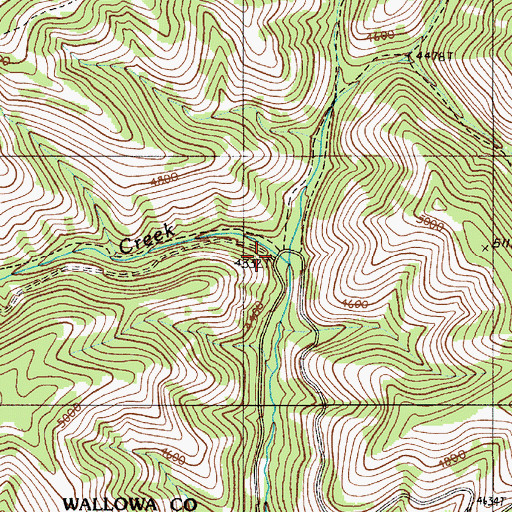Topographic Map of Doe Creek, OR