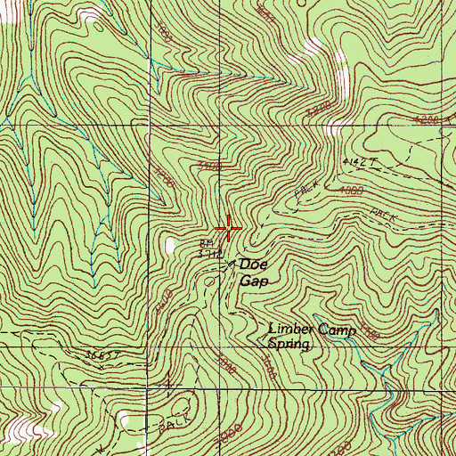 Topographic Map of Doe Gap, OR