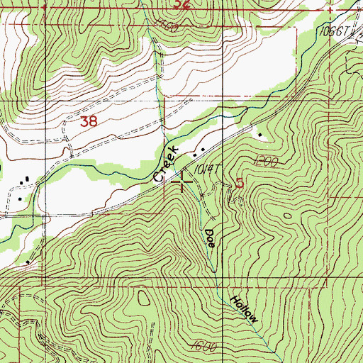 Topographic Map of Doe Hollow, OR