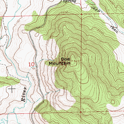Topographic Map of Doe Mountain, OR