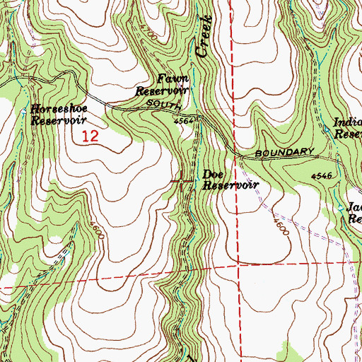 Topographic Map of Doe Reservoir, OR