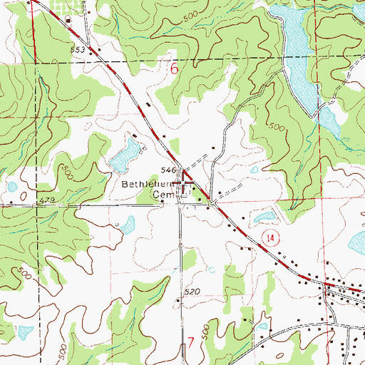 Topographic Map of Bethlehem Cemetery, AL