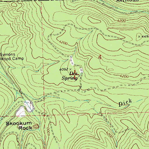 Topographic Map of Doe Spring, OR