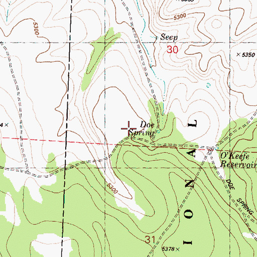 Topographic Map of Doe Spring Guard Station, OR