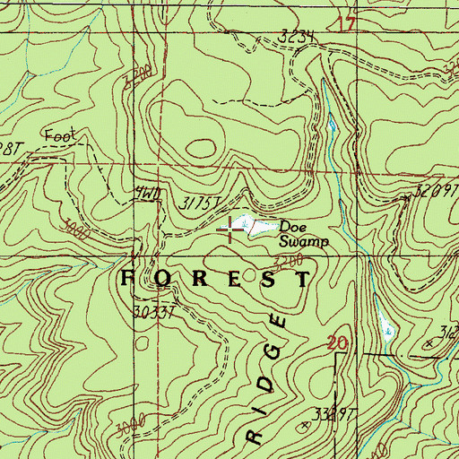 Topographic Map of Doe Swamp, OR