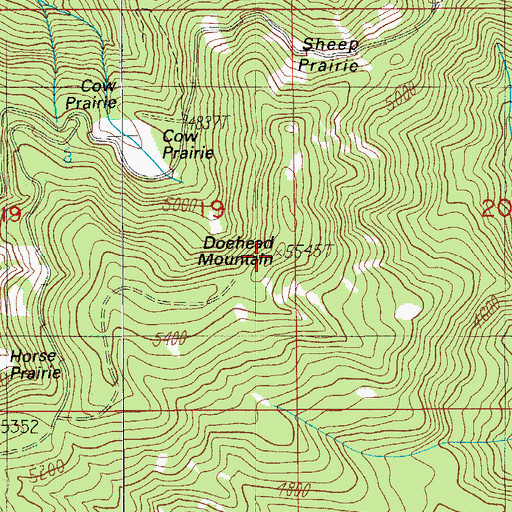 Topographic Map of Doehead Mountain, OR