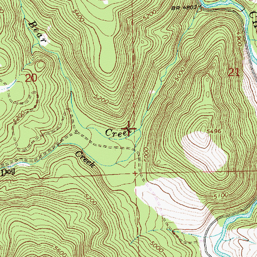 Topographic Map of Dog Creek, OR