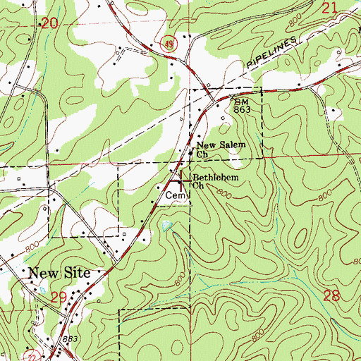 Topographic Map of Bethlehem Church, AL
