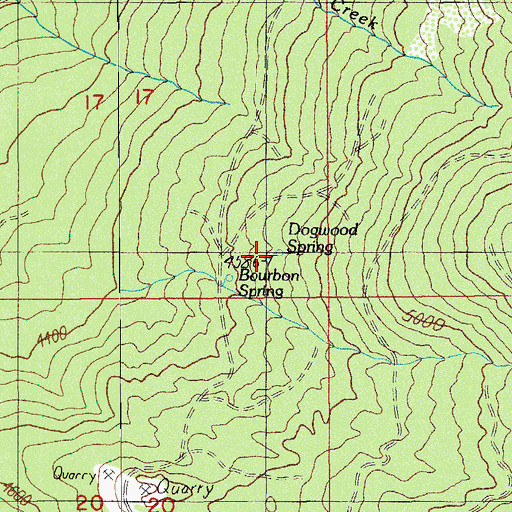 Topographic Map of Dogwood Spring, OR