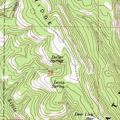 Topographic Map of Dollar Spring, OR